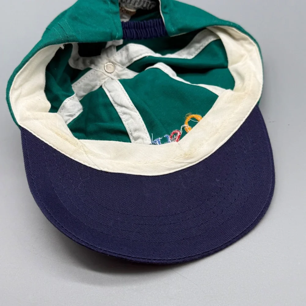 Vtg OshKosh B'gosh Kids Green Navy Blue Multi Color Logo Baseball Cap Size 4-7